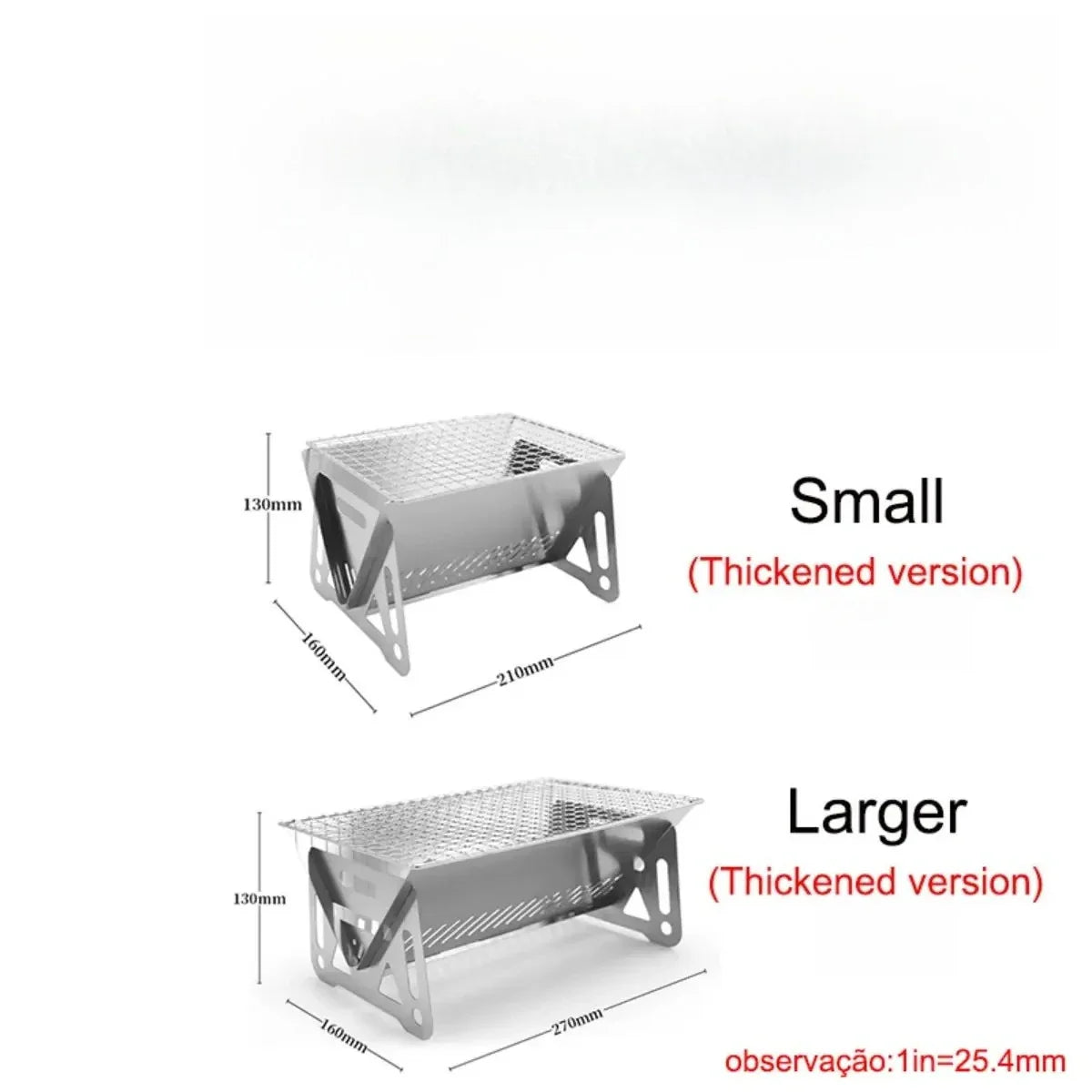 Portable Stainless Steel Camping BBQ Grill Rack & Firewood Stove