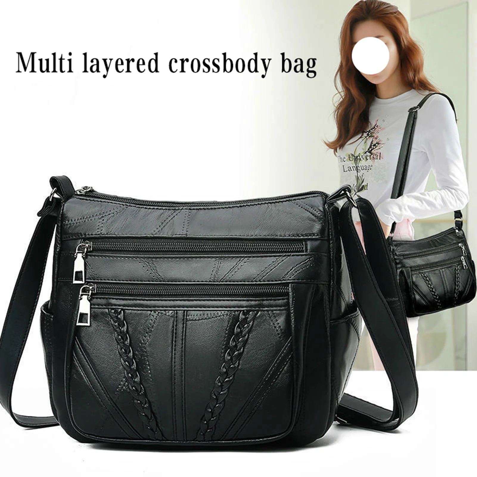 Lightweight Crossbody Shoulder Bag Mother Anti-Theft Multi-layer Bags with Zipper Closure for Pencils Textbooks Phone Tablet Peaceful Pleasures Health and Wellness