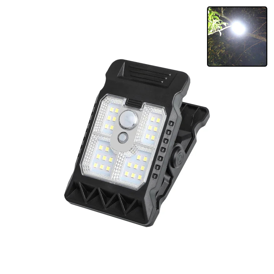 Solar Clip LED Light – 4 Modes, PIR Sensor, IP65, USB Charge