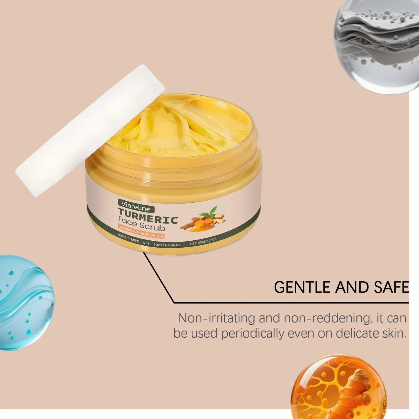 Turmeric Facial Exfoliating Scrub Remove Dead Skin Brightening Shrink Pores Moisturizing Repair Smoothing Facial Cleansing Scrub Peaceful Pleasures Health and Wellness