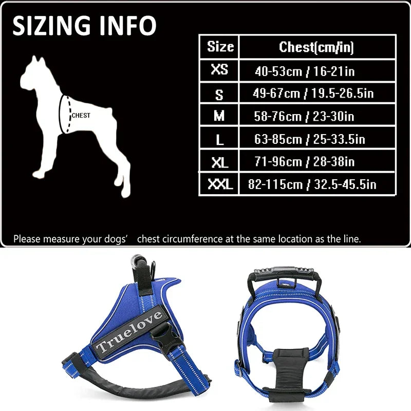 Truelove Dog Harness No-Pull Reflective Stitching Night Visibility Outdoor Adventure Big Dog Harness Match Puppy Vest TLH5753 Peaceful Pleasures Health and Wellness