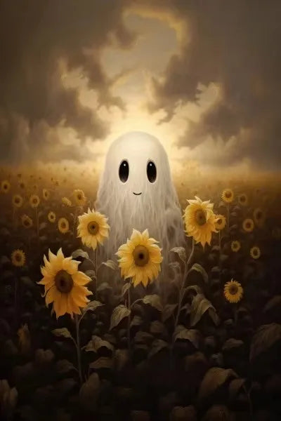 Halloween Cute Ghost Forest Canvas Poster | Wall Art Décor Canvas Wall Poster Peaceful Pleasures Health and Wellness ZLH5104 100x150cm No Frame
