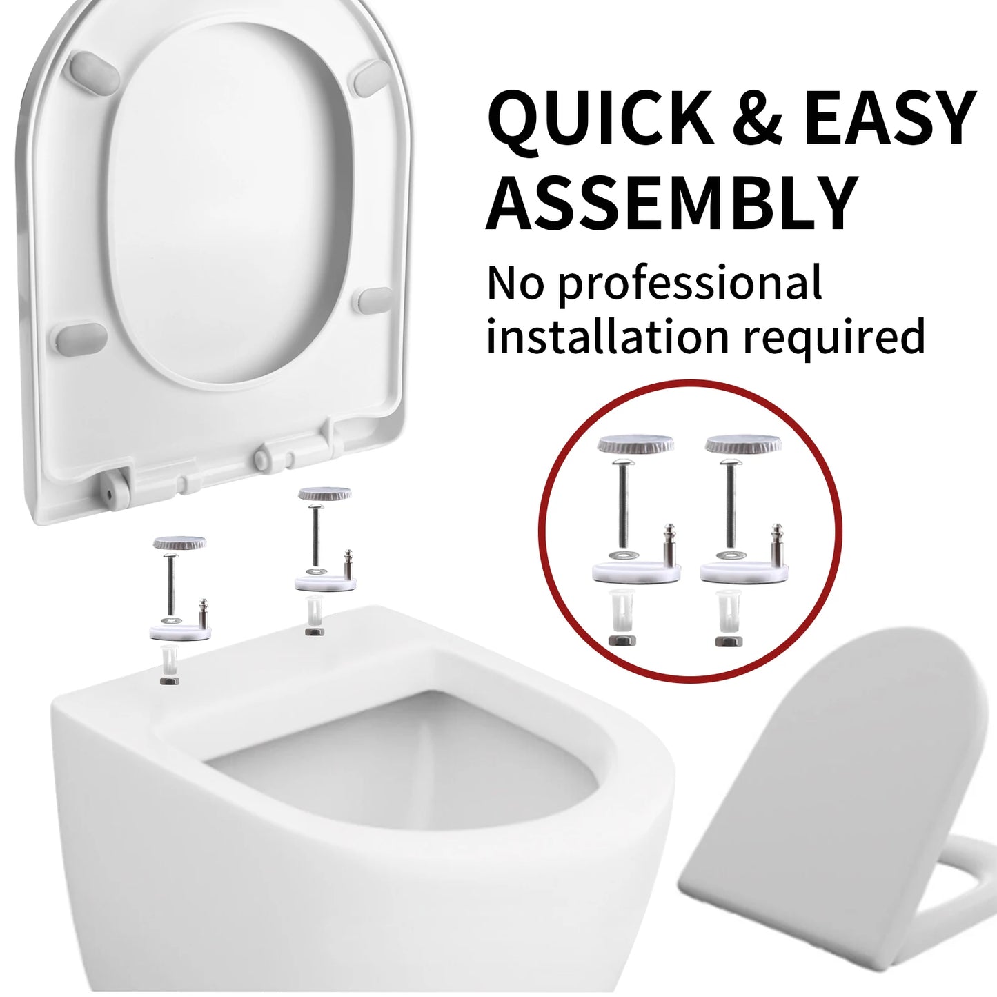 White Toilet Seat Soft Close Soft Close PP Toilet Seat Bottom and Top Fixing Quick Release for Easy Clean Sturdy Anti-Bacterial Peaceful Pleasures Health and Wellness