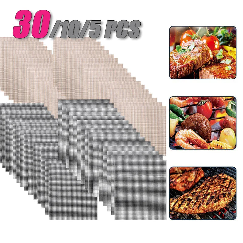50-Pack Non-Stick Reusable BBQ Grill Mats | 500°F Heat Resistant
