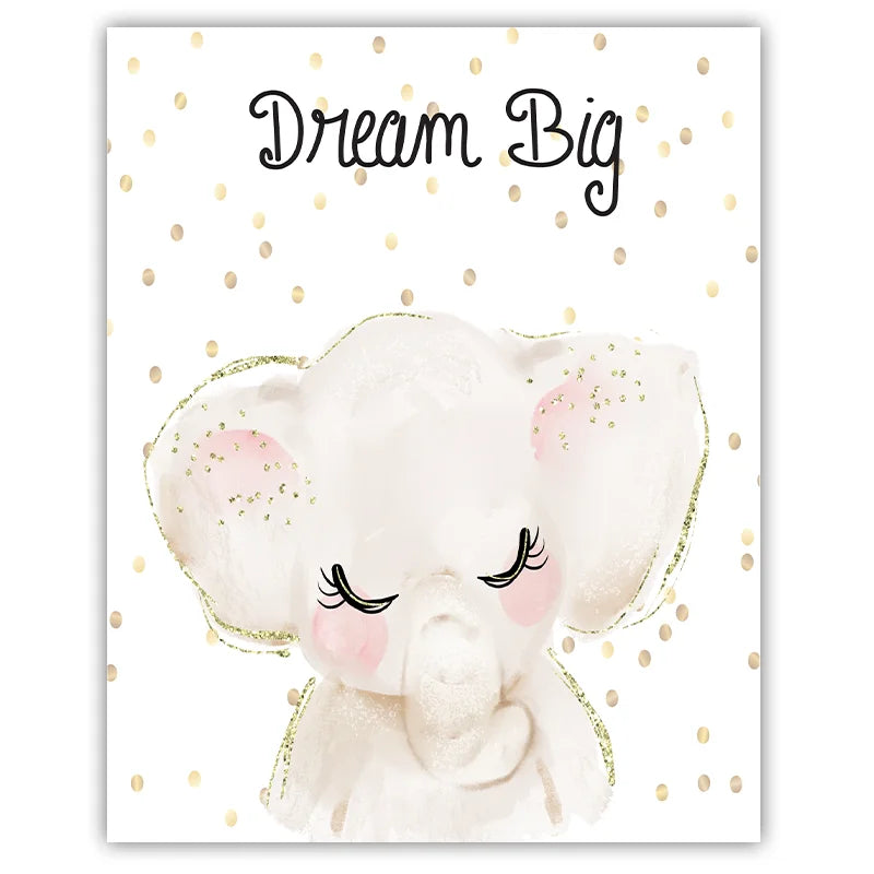 Nursery Animal Canvas Wall Art – Giraffe Bear Elephant Kids Print Nursery Canvas Print Peaceful Pleasures Health and Wellness 02 40x50cm No Frame China Mainland