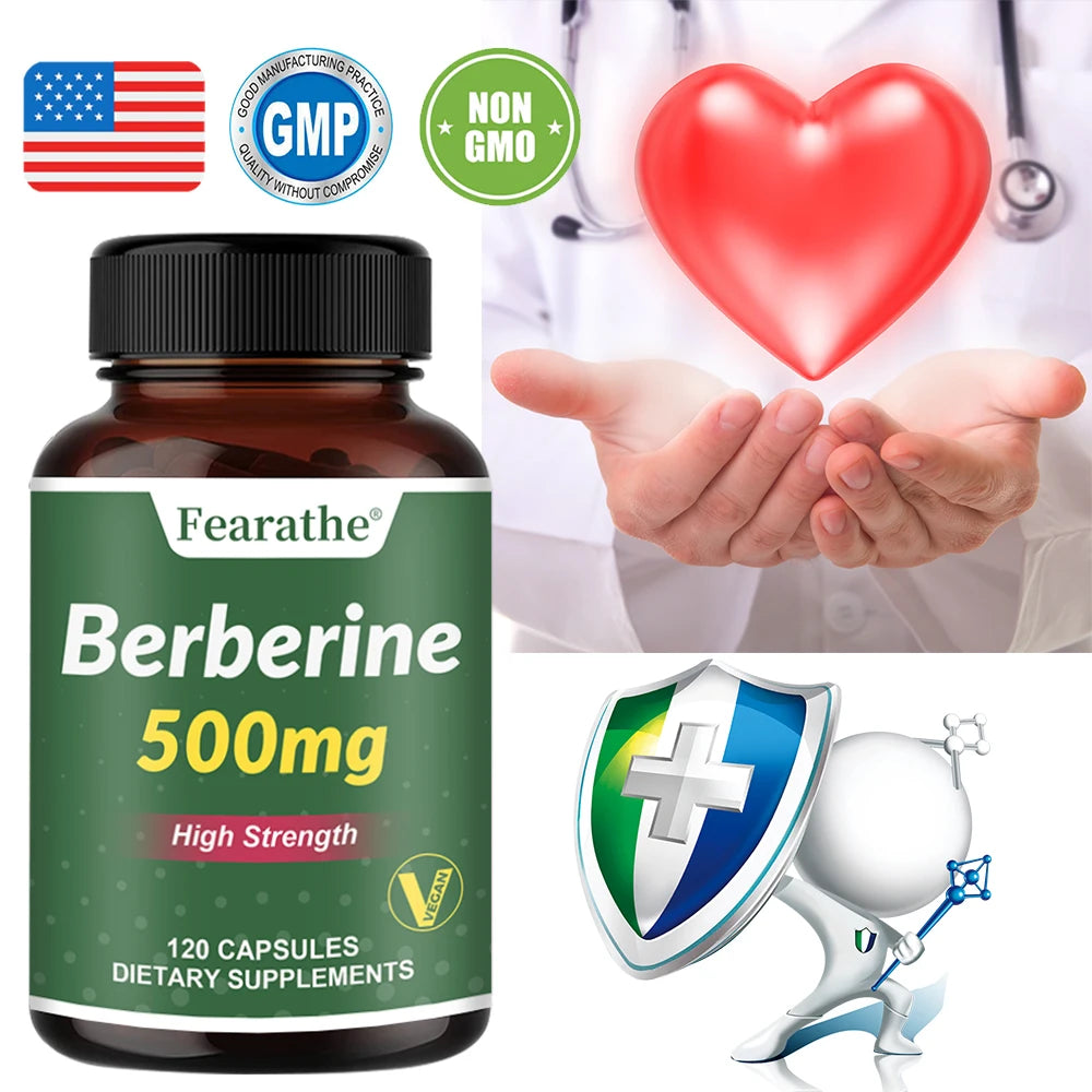 Berberine Supplement, 500mg, Healthy Metabolic Support Heart, Immune System, Gut Health, 30/60/120 Vegan Capsules, NON-GMO Peaceful Pleasures Health and Wellness