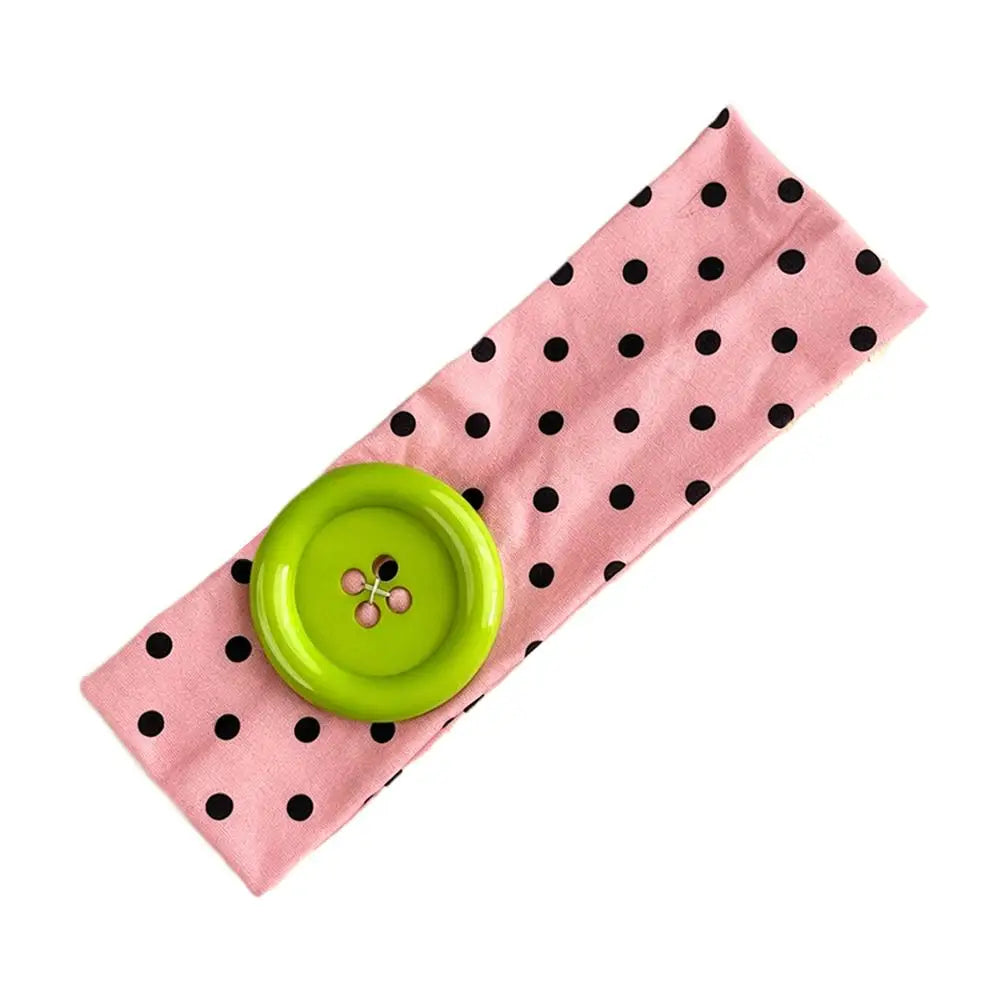 Y2K Polka Dot Button Headband – Retro Dopamine Hair Accessory
