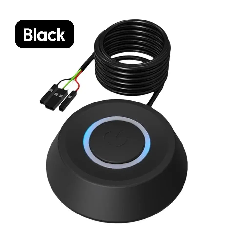 Computer Desktop Switch 1.8M LED Lights PC Motherboard External Start Power On/Off Button Extension Cable Startup Switch Office Peaceful Pleasures Health and Wellness black