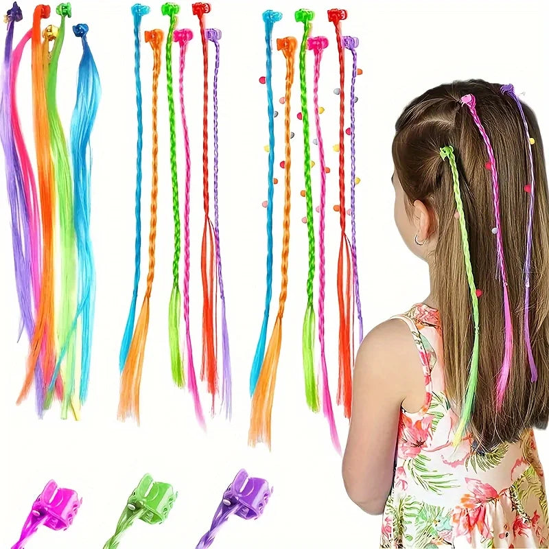 18-Piece Kids Colorful Hair Extensions with Bobby Pins Hair Extension Peaceful Pleasures Health and Wellness