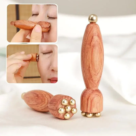 Brass Lotus Eye Gua Sha Stick | Rosewood Facial Massage Tool Facial Gua Sha Tool Peaceful Pleasures Health and Wellness