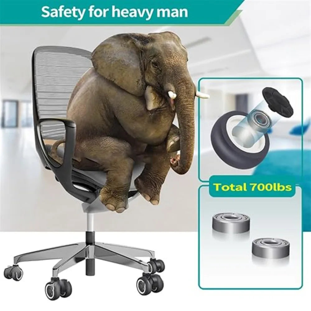 2" Silent Office Chair Caster Wheels – 360° Swivel Rubber Rollers