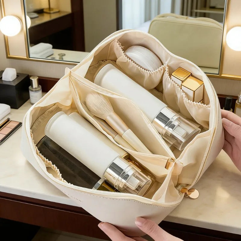 Large Travel Makeup Organizer Bag | Zippered Cosmetic Pouch