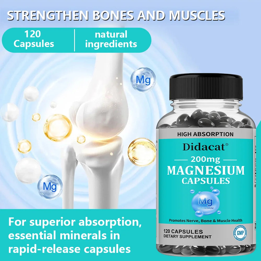 Magnesium Citrate Capsules, Mineral Daily Nutritional Supplement Supports Muscle Nerve Bone Cardiovascular & Night Rest Wellness Peaceful Pleasures Health and Wellness