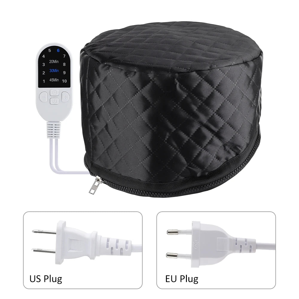 Home Salon Hair Steamer Cap Women Electric Portable Heating Hat Hair Oil Baking Mask Cap 3 Timer Deep Conditioning Bonnet Black Peaceful Pleasures Health and Wellness black US