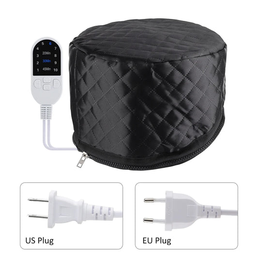 Home Salon Hair Steamer Cap Women Electric Portable Heating Hat Hair Oil Baking Mask Cap 3 Timer Deep Conditioning Bonnet Black Peaceful Pleasures Health and Wellness black US