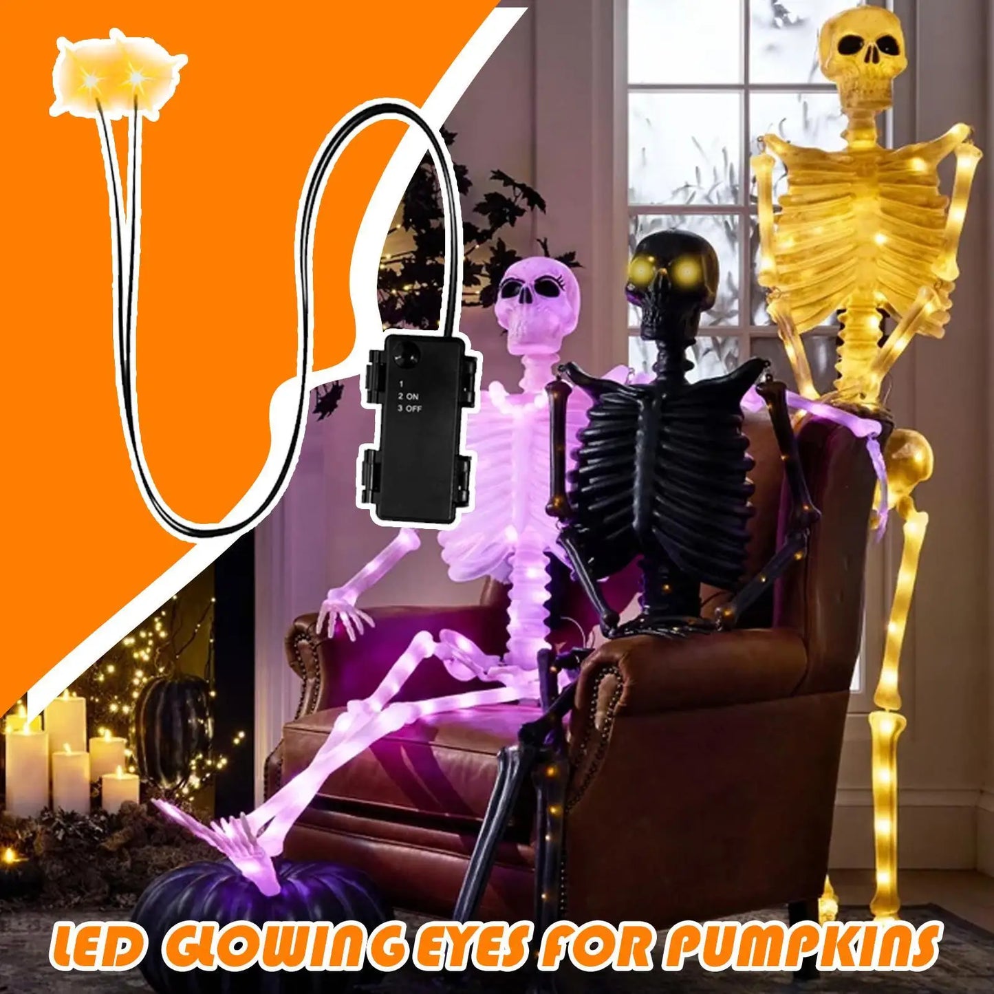 Halloween LED Glowing Eyes with Timer | Skull & Pumpkin Props
