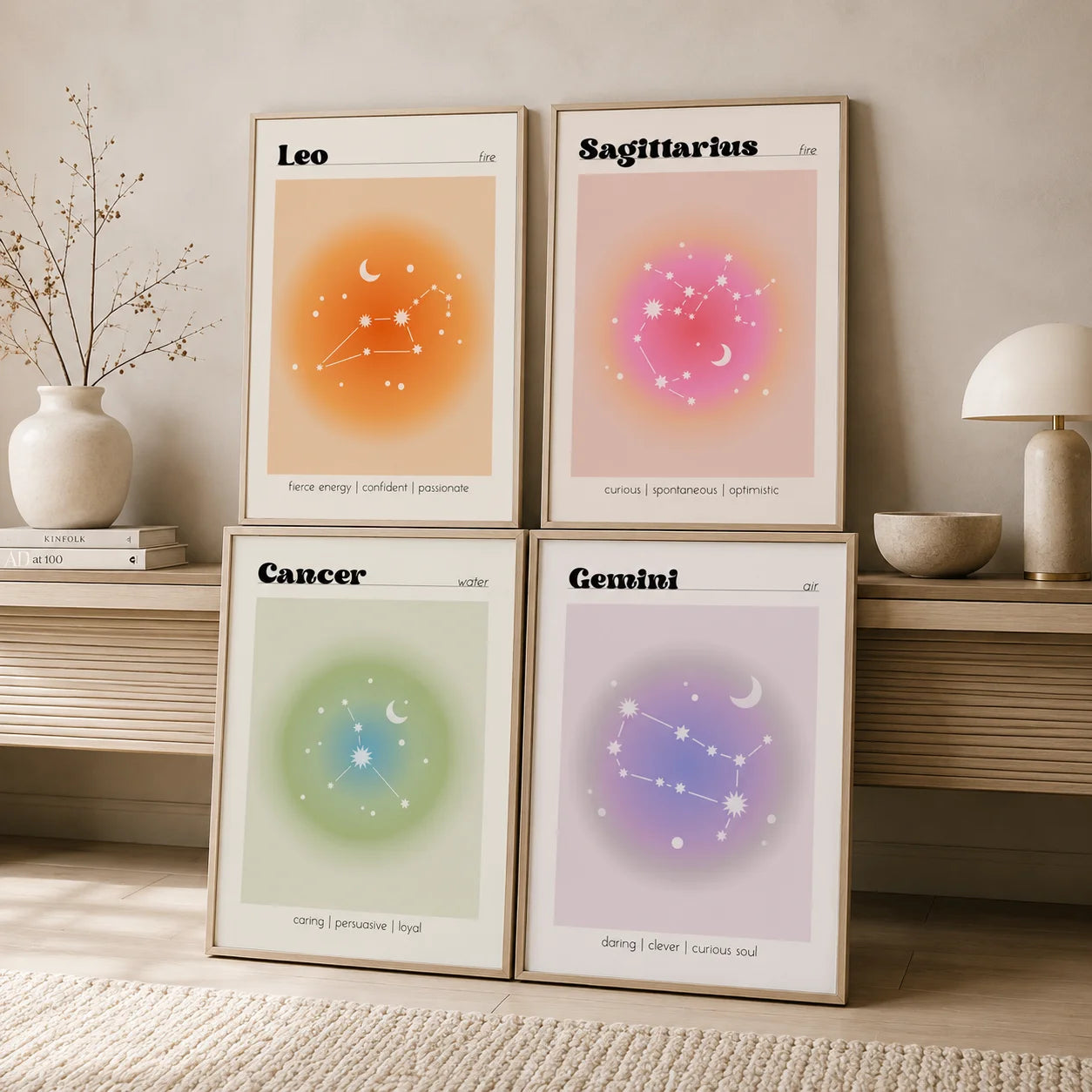 Nordic Constellation Canvas Wall Art | Astrology Gradient Poster Canvas Wall Art Peaceful Pleasures Health and Wellness