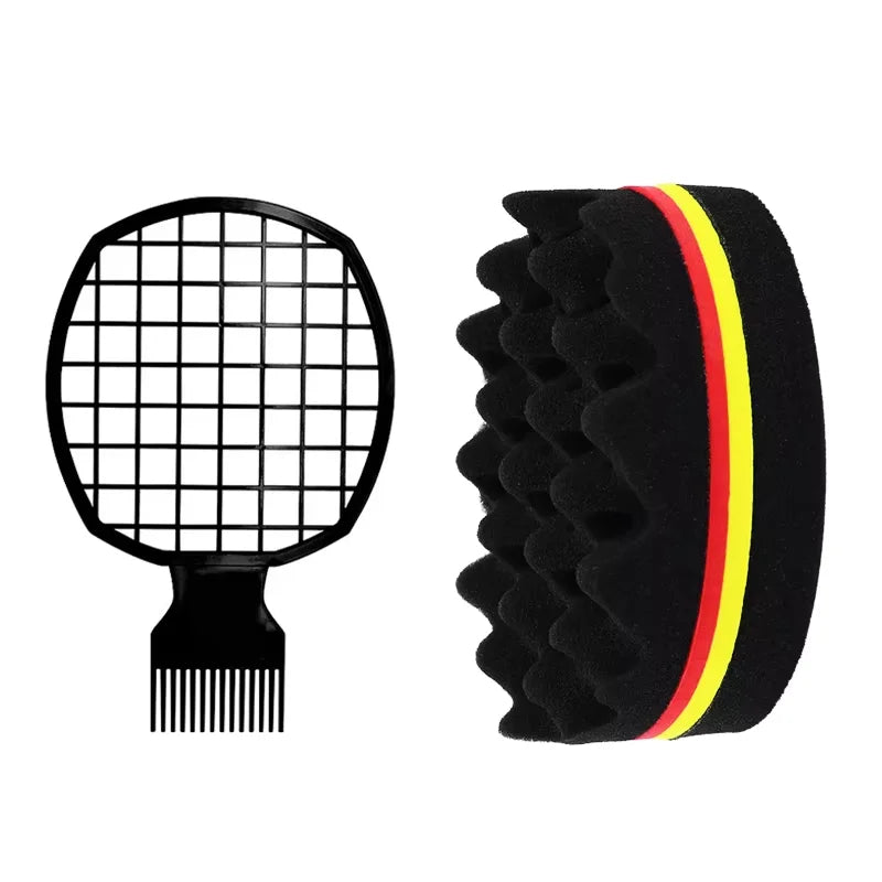 Afro Twist Hair Sponge Brush Set – Curly Coil Styling 2pc