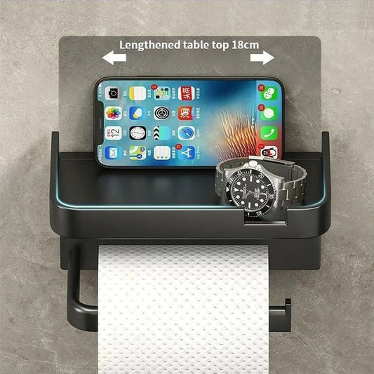 Wall-Mount Toilet Paper Holder & Bathroom Storage Rack Bathroom Storage Rack Peaceful Pleasures Health and Wellness