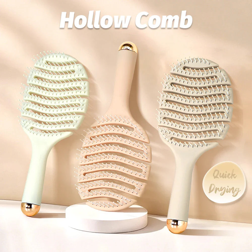 Creamy Hollow Wave Hair Brush – Vent Design & Round-Tip Bristles