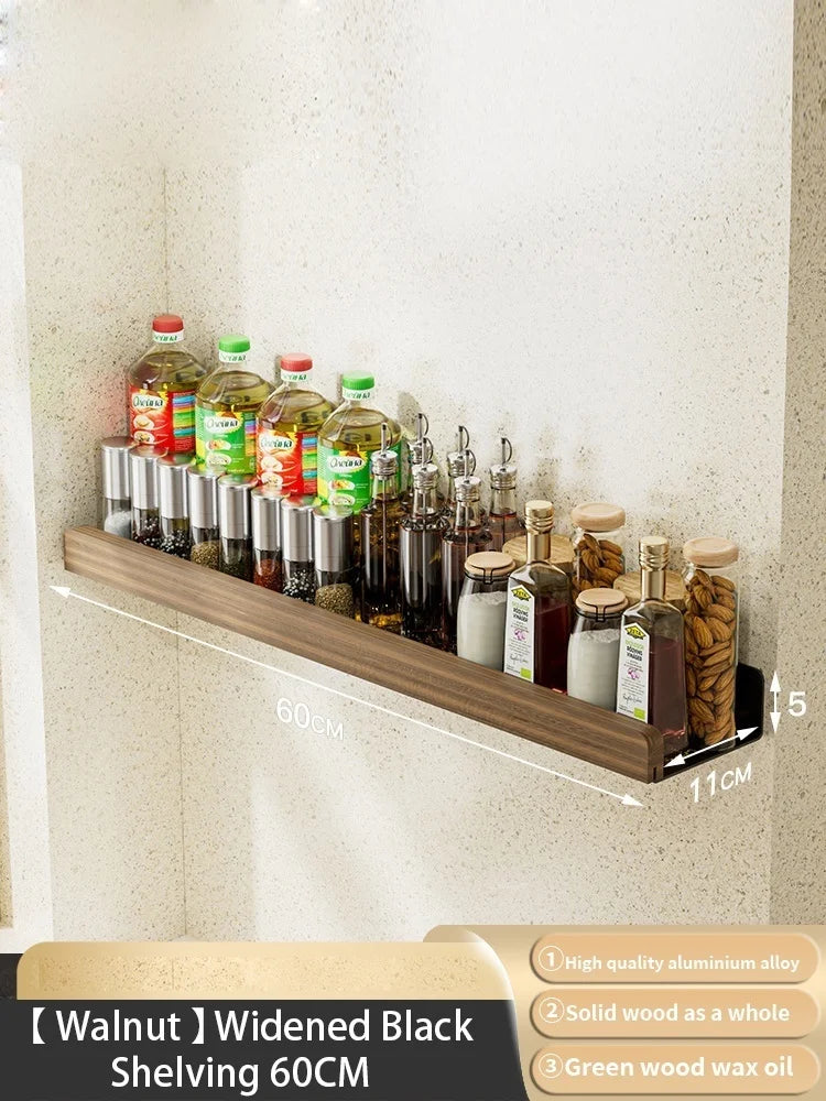 Wall Mounted Solid Wood Spice Rack | Kitchen Seasoning Organizer