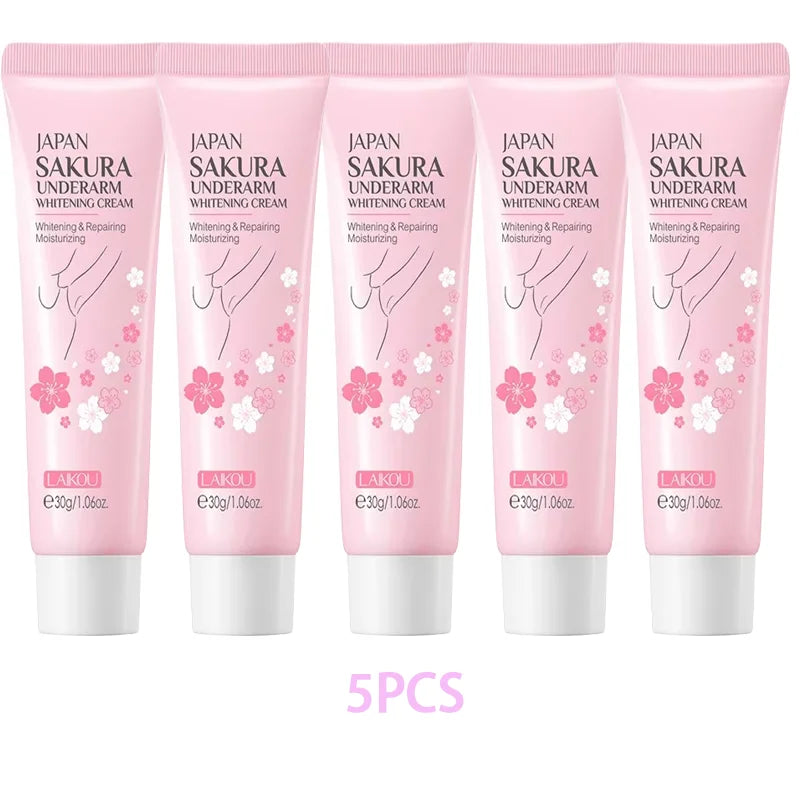 Laikou Sakura Underarm Cream Knee Buttocks Dark Skin Improve Melanin Pigmentation Korean Skin Care Product 30g Peaceful Pleasures Health and Wellness 5pcs