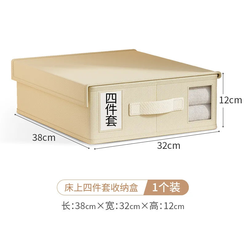 Creative Bed Sheet Storage Box Clothing Fabric Sheet 4-piece Organizer Wardrobe Blanket Quilt Cover Non-woven Storage Box Peaceful Pleasures Health and Wellness A