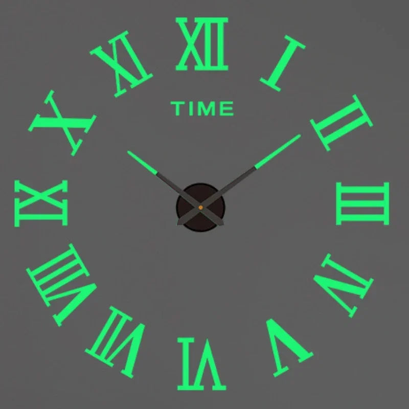 Large 3D DIY Acrylic Wall Clock – Luminous, Frameless, Adjustable 40–130cm for Living Room & Home Decor