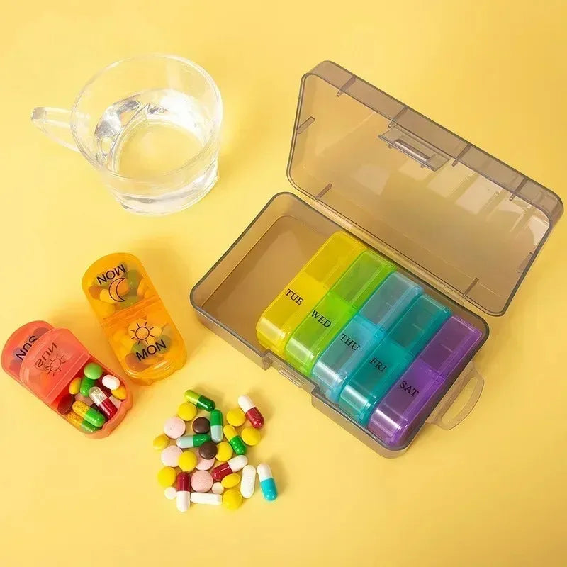 Pill Box 7 days Organizer 21 grids 3 Times One Day Portable Travel with Large Compartments for Vitamins Medicine Fish Oils Peaceful Pleasures Health and Wellness
