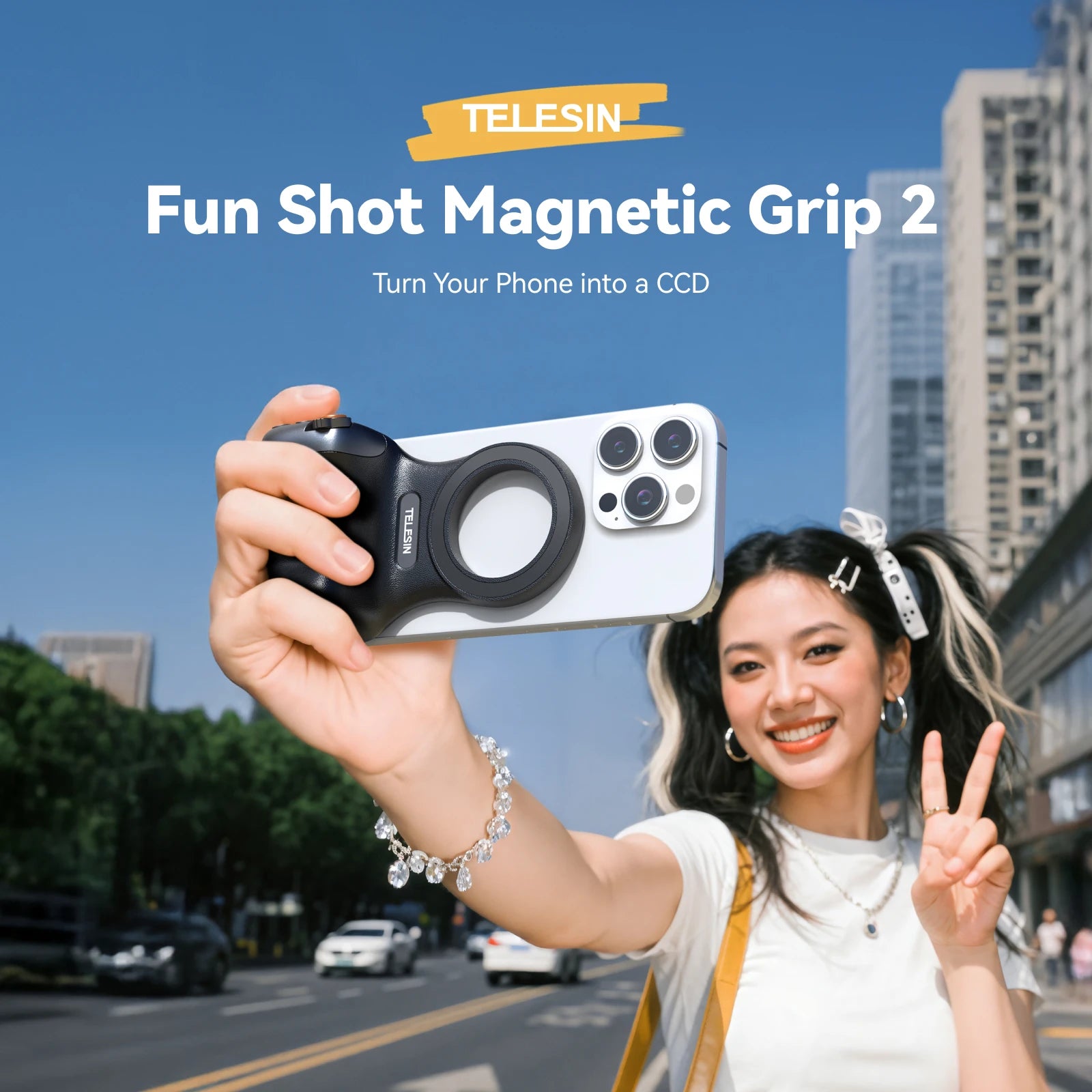 TELESIN Magnetic Phone Camera Shutter Grip and Fill Light Set Shooting Aid Remote Control Handle for Iphone HUAWEI SAMSUNG Phone Peaceful Pleasures Health and Wellness