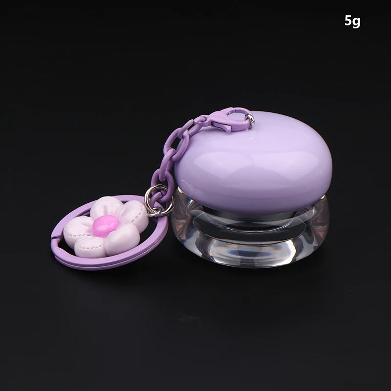 1Pc 5g Mini Empty Plastic Lip Mask Jar with Keychain Pendant Lip Balm Canister Cream Lip Balm Container Lipstick Makeup Holder Peaceful Pleasures Health and Wellness Purple