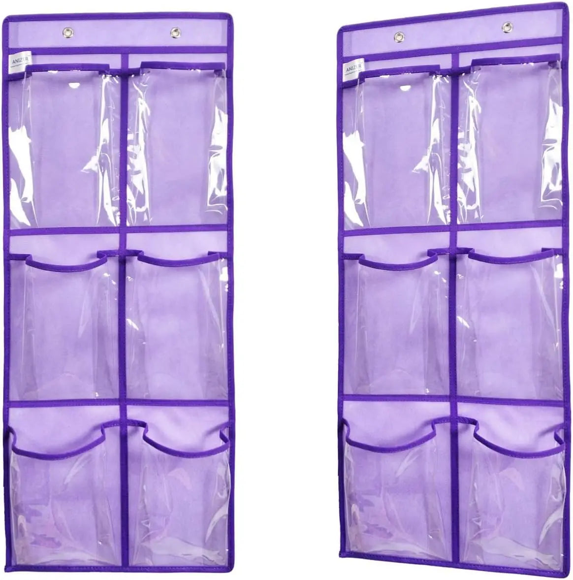 Over Door Shoe Organizer – 6 Clear Pockets, Purple, 2 Pack Home Organization Peaceful Pleasures Health and Wellness United States