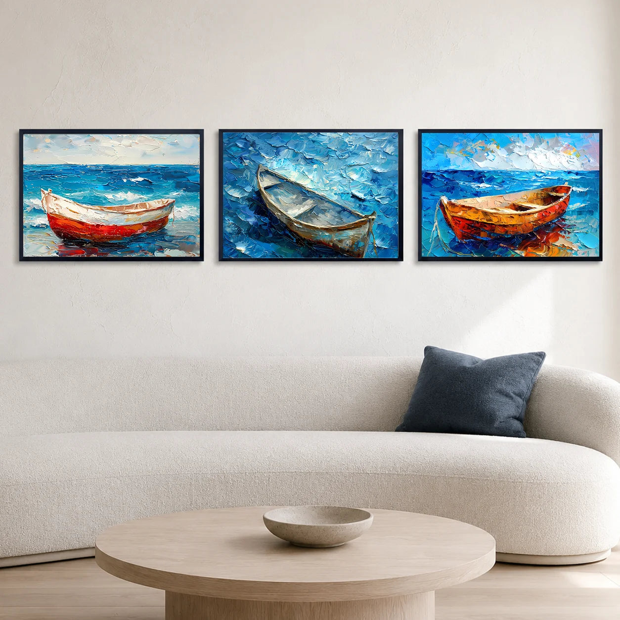 Coastal Impressionist Ocean Canvas Wall Art | Nordic Print Canvas Wall Art Peaceful Pleasures Health and Wellness
