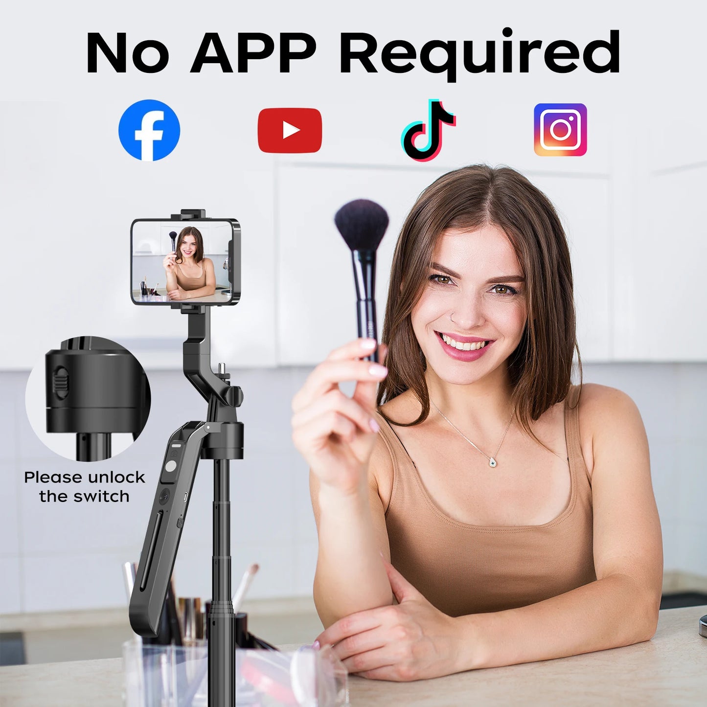 AI Face Tracking Telescopic Gimbal Stabilizer Anti-Shake Telescopic Selfie Stick Tripod Phone Mount for Vlog Video Photography Peaceful Pleasures Health and Wellness