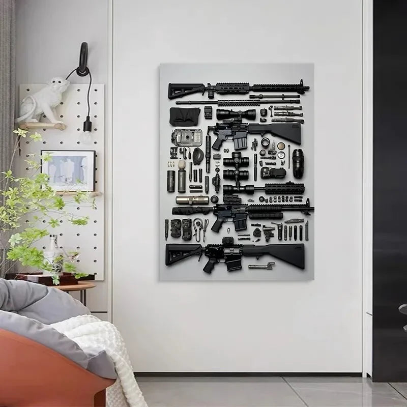 M4A1 Rifle Canvas Wall Art | Modern Weapon Poster Room Decor