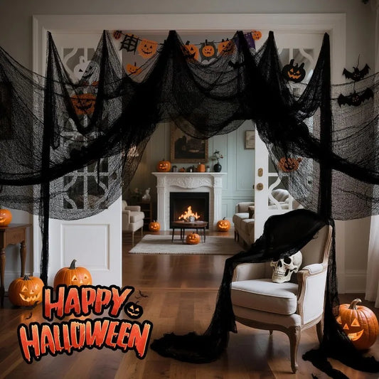 Halloween Black Gauze Fabric | Haunted House DIY Decoration Halloween Decoration Fabric Peaceful Pleasures Health and Wellness