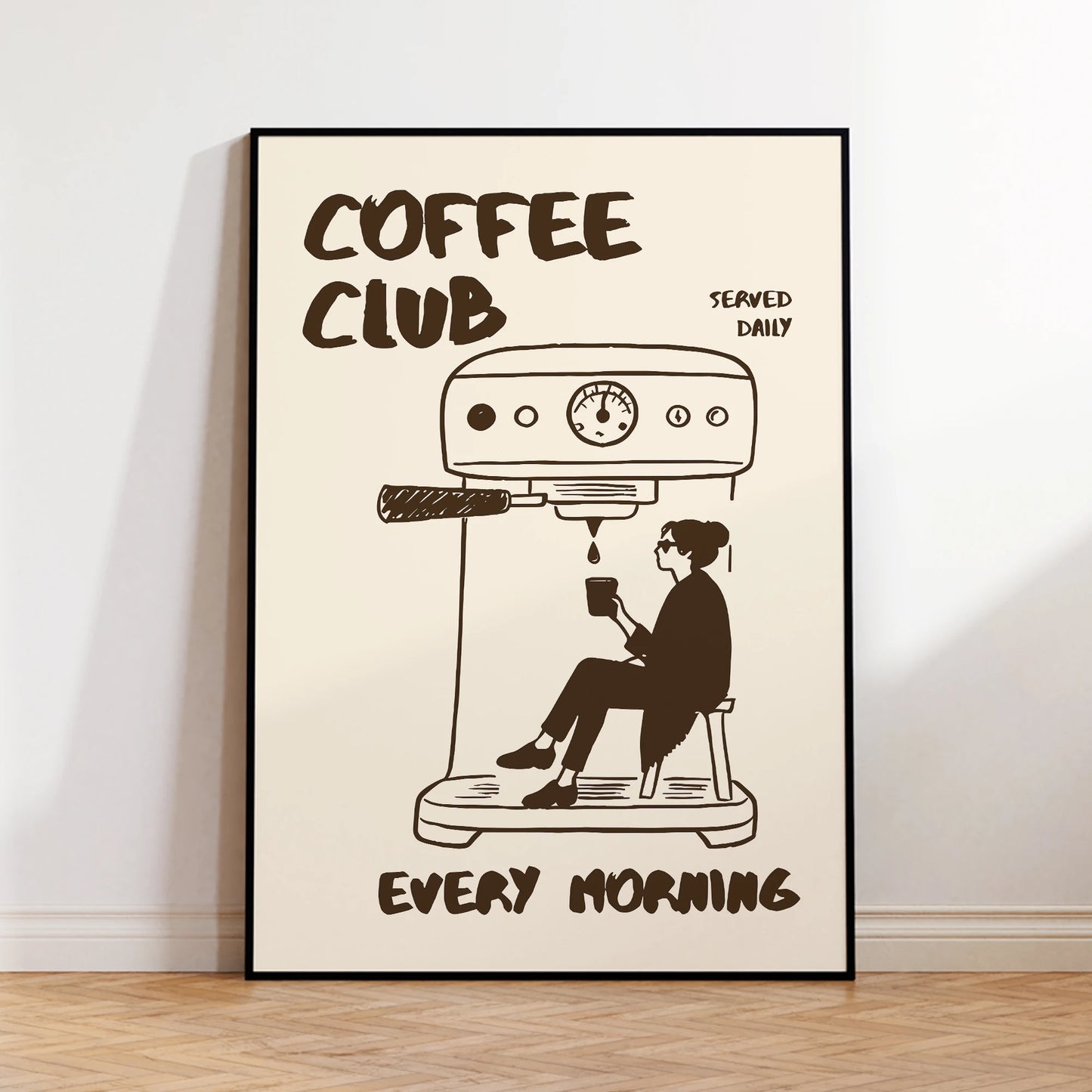 1pc CoffeeClub VintageCoffee ArtPrint WalDecor WithBarista &EspressoMachineDesign Perfect ForKitchen Office,Living Bed Bathroom, Peaceful Pleasures Health and Wellness G2971 60x80cm Unframed
