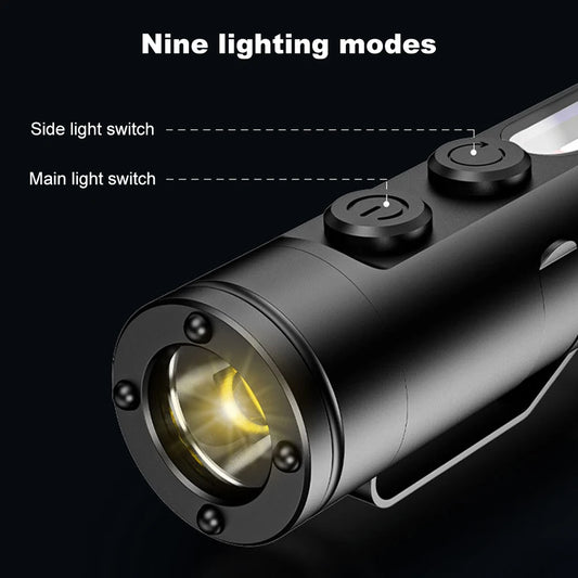 Mini Rechargeable LED Flashlight – 3 Modes, Clip & Magnetic Base Mini LED Flashlight Peaceful Pleasures Health and Wellness
