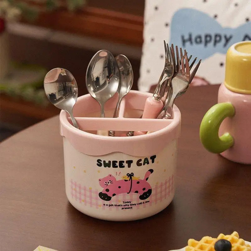 Cute Cartoon Makeup Brush Holder & Desktop Organizer