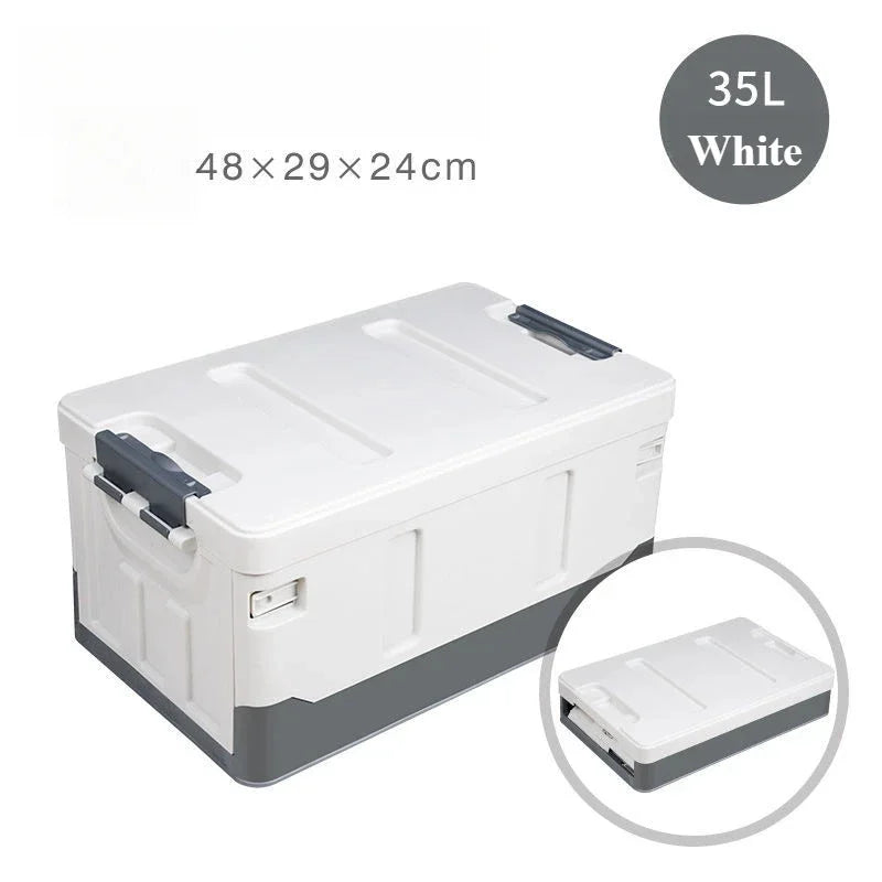 Large Camping Storage Box Portable Waterproof Container Outdoor Storage Case Durable Multi Purpose Foldable Car Trunk Organizer Peaceful Pleasures Health and Wellness White S