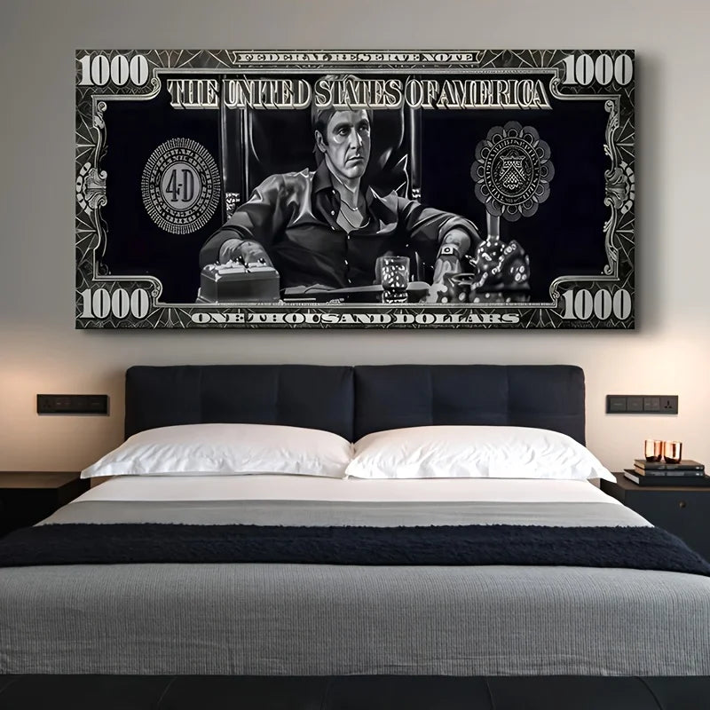 Classic Movie Canvas Painting Scarface Tony Montana Poster Dollar Wall Art Money Pictures Print Living Room Home Decor Artwork Peaceful Pleasures Health and Wellness ZLH4279 70x210cm No Frame
