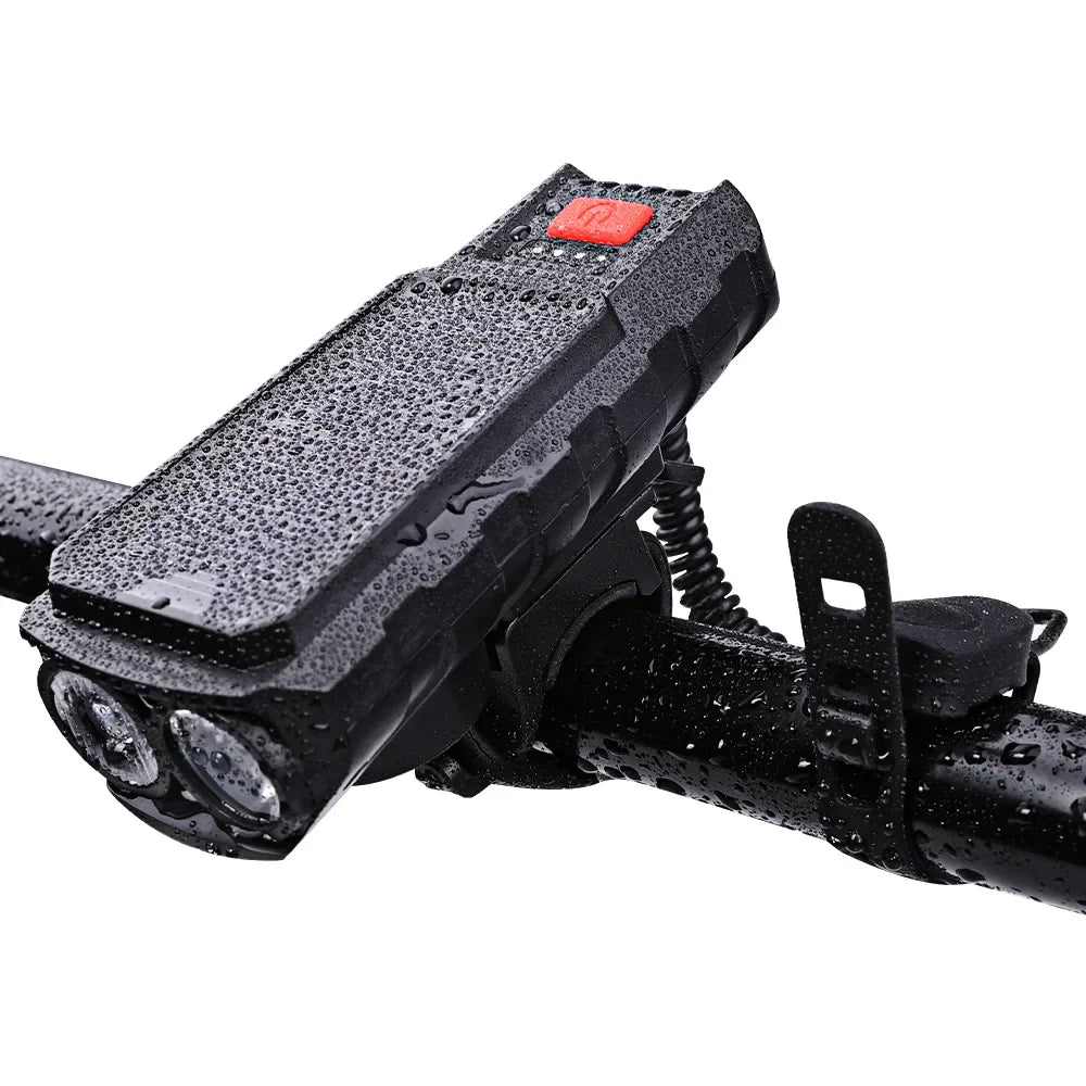 Solar Bike Front Light 300LM USB-C Rechargeable with 120dB Horn