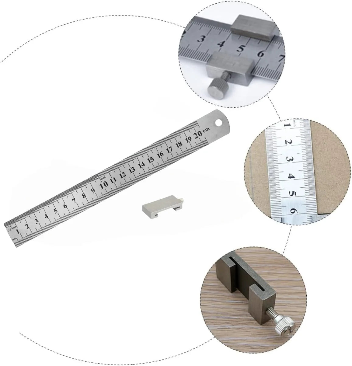 Carpenter's Ruler Stoppers Steel Precision Scribe Marking Gauge