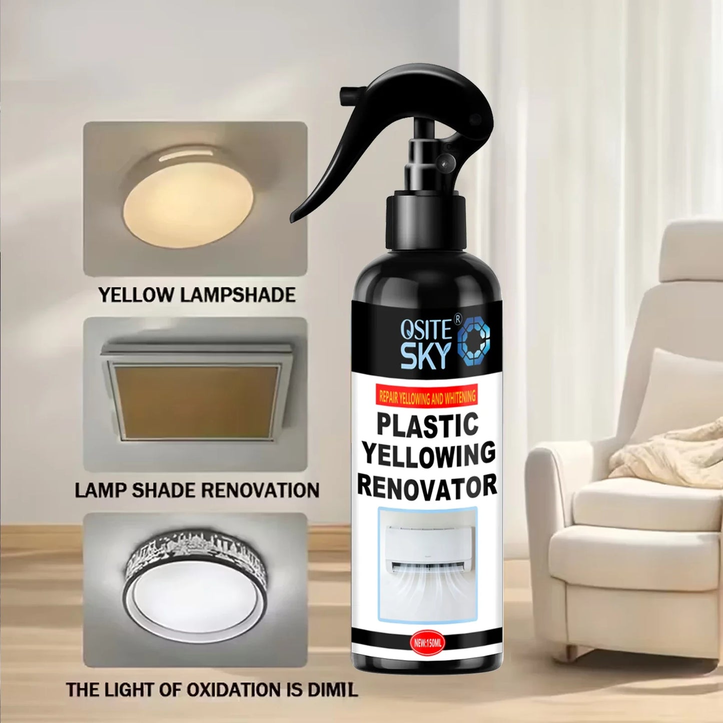 Plastic Yellowing Remover Spray – Headlights, AC & Surfaces
