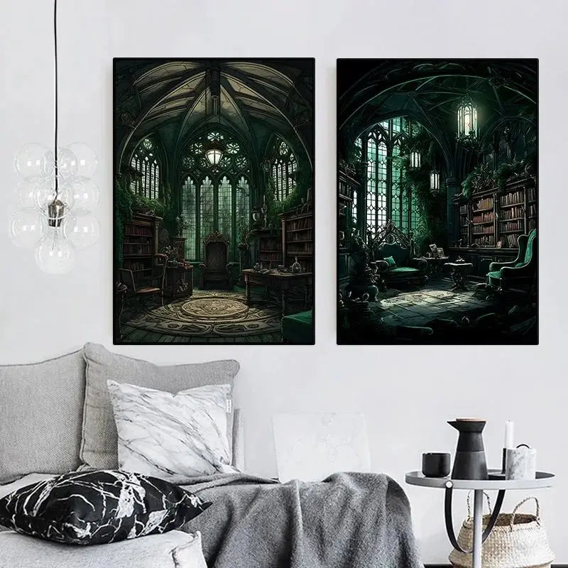 Magical Wizard Castle Canvas Wall Art | Fantasy Witchcraft Poster Canvas Wall Art Peaceful Pleasures Health and Wellness