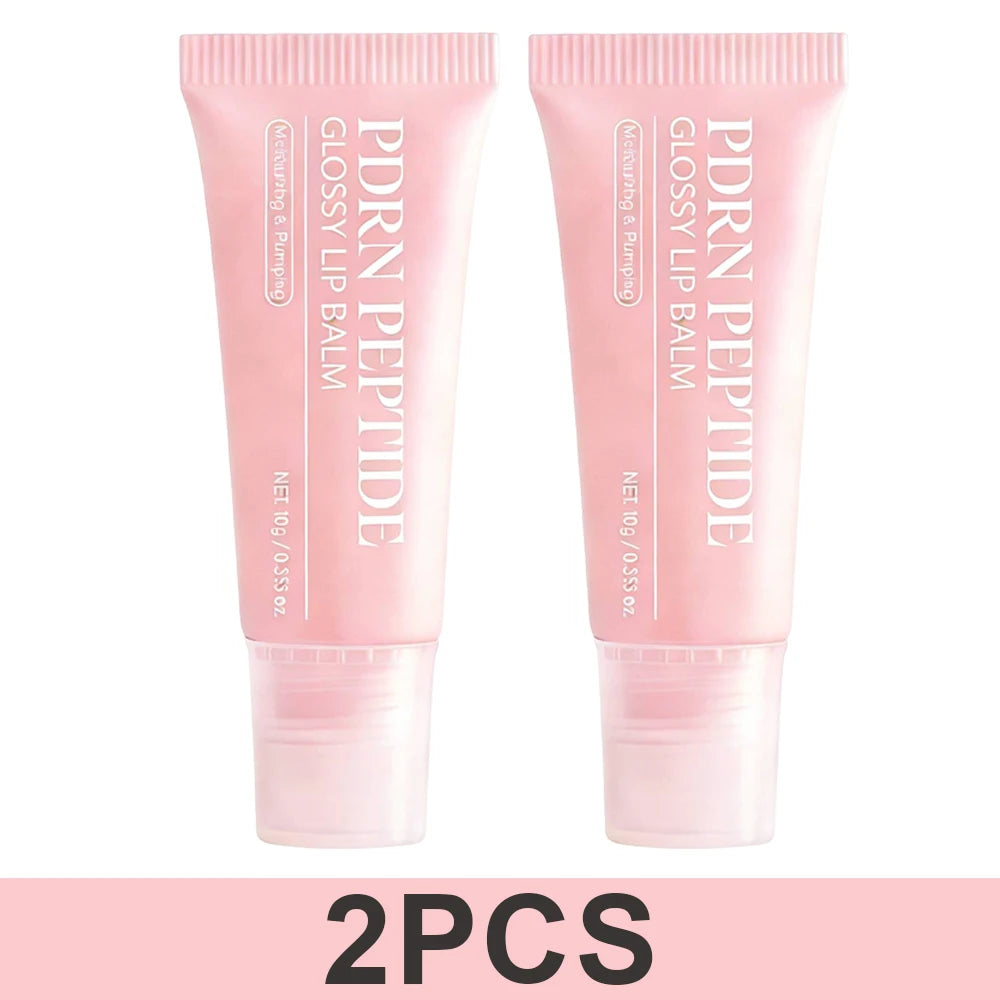PDRN Peptide Jelly Gloss Balm,Moisturizing Lip Gloss with Pink Peptide, Hyaluronic Acid, Ceramide for a Plump, Glossy Lips 10g Peaceful Pleasures Health and Wellness 2PCS