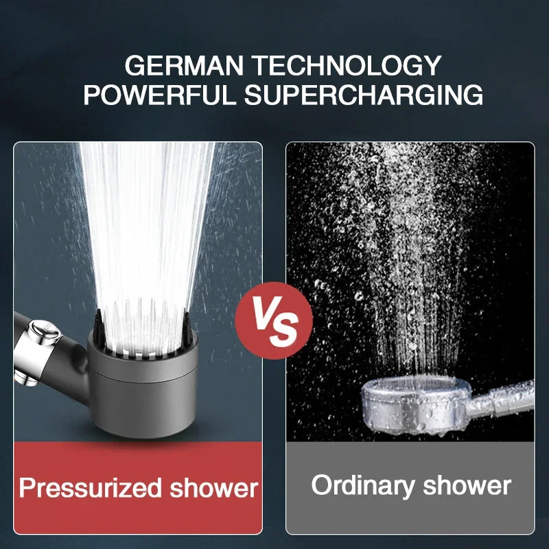 3-Mode High Pressure Filter Shower Head with Massage Brush