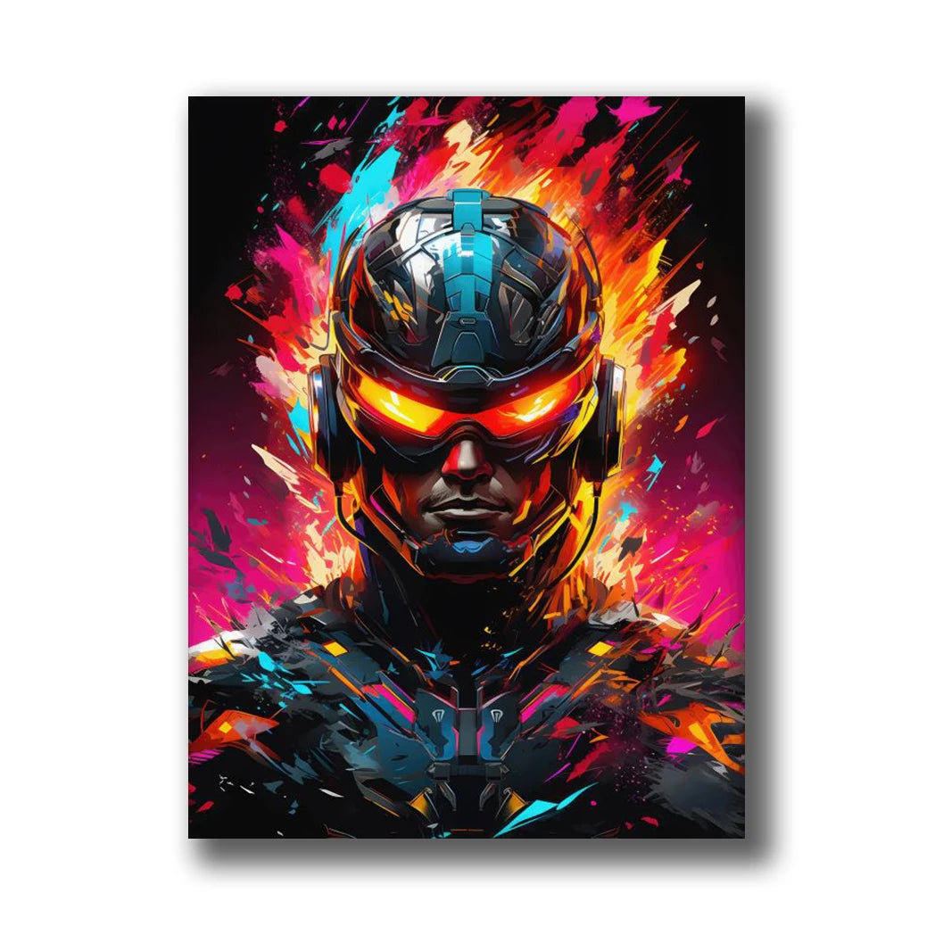 Neon Gaming Canvas Wall Art | Gamepad & Character Poster