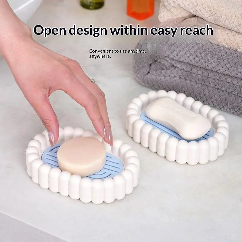 Portable Bathroom Soap Tray with Integrated Draining System Durable Longlast Plastic Peaceful Pleasures Health and Wellness