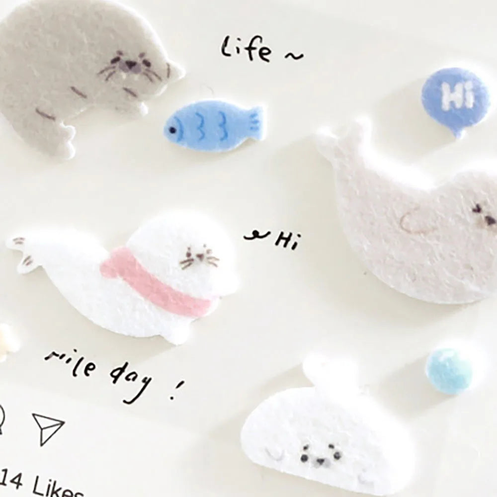Felt Stickers Polar Letters Soft Cute Arctic Animal Patterns DIY